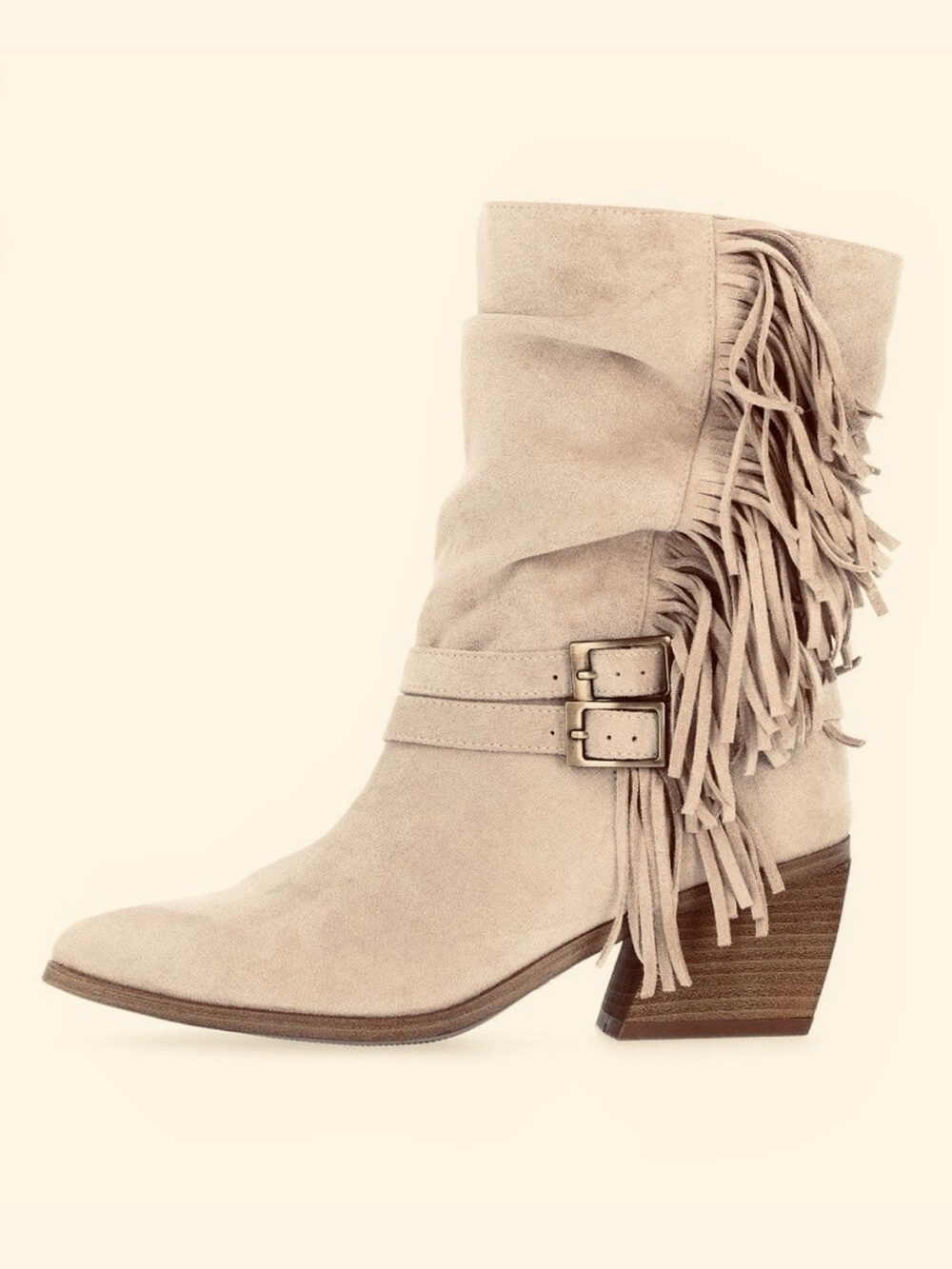 NWT! Madden NYC Sand Ankle Boots with Accent Fringe Women's Size 11 Suede Look - Picture 2 of 16